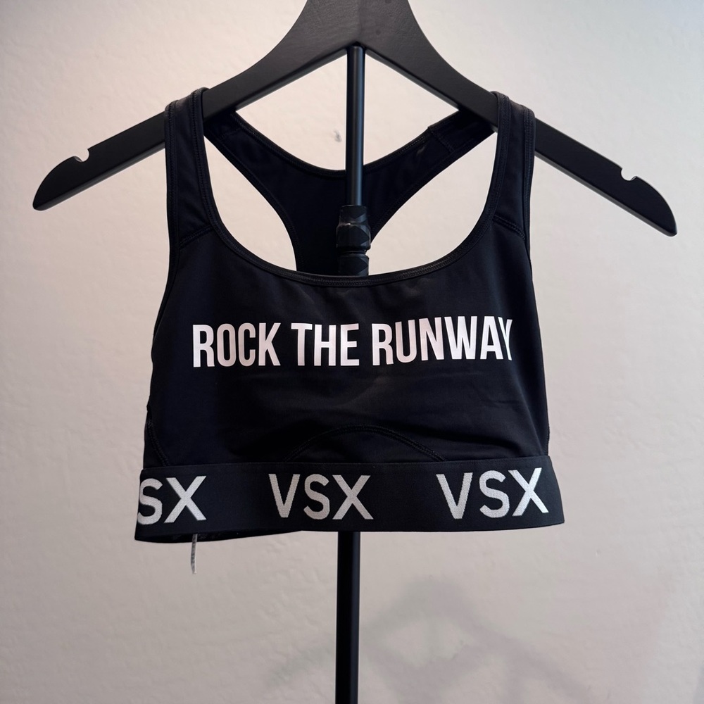 VSX Black Sports Bra with Bold Text, Size‎ S/P